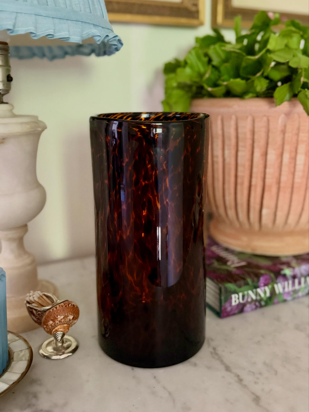 Blown Tortoise Glass Hurricane