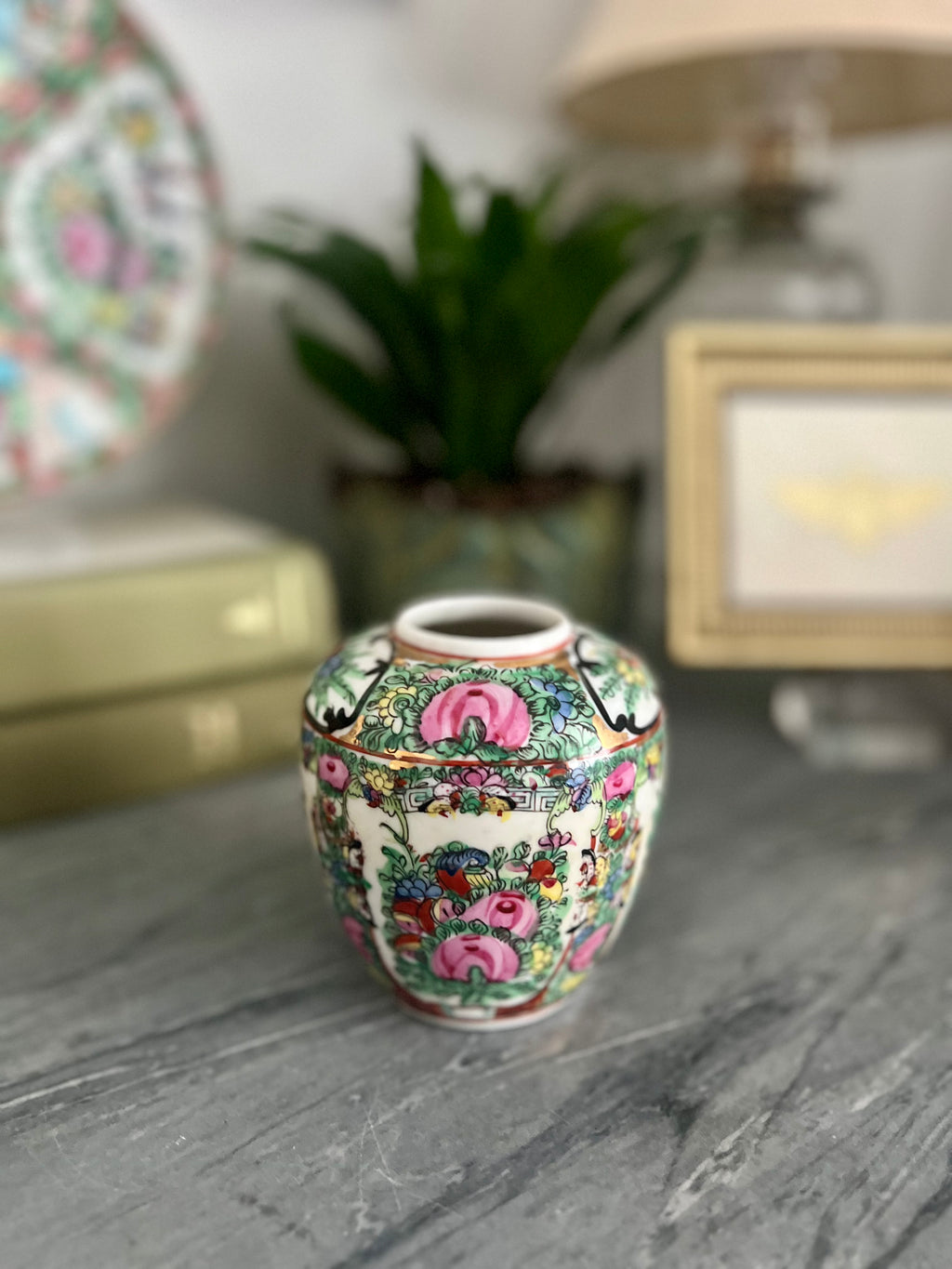 Lidless Vintage Rose Canton Ginger Jar