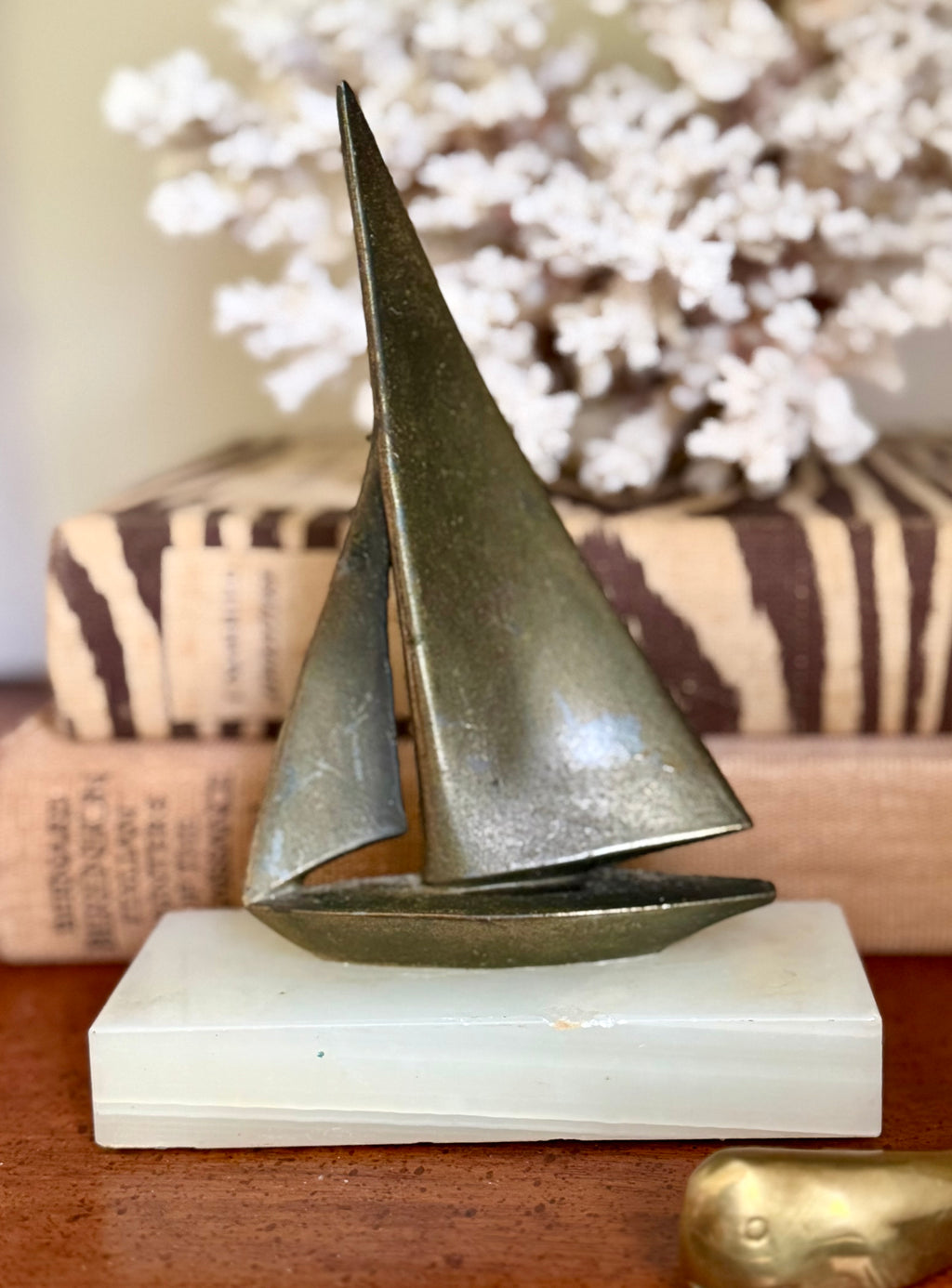 Brass Sailboat on Marble