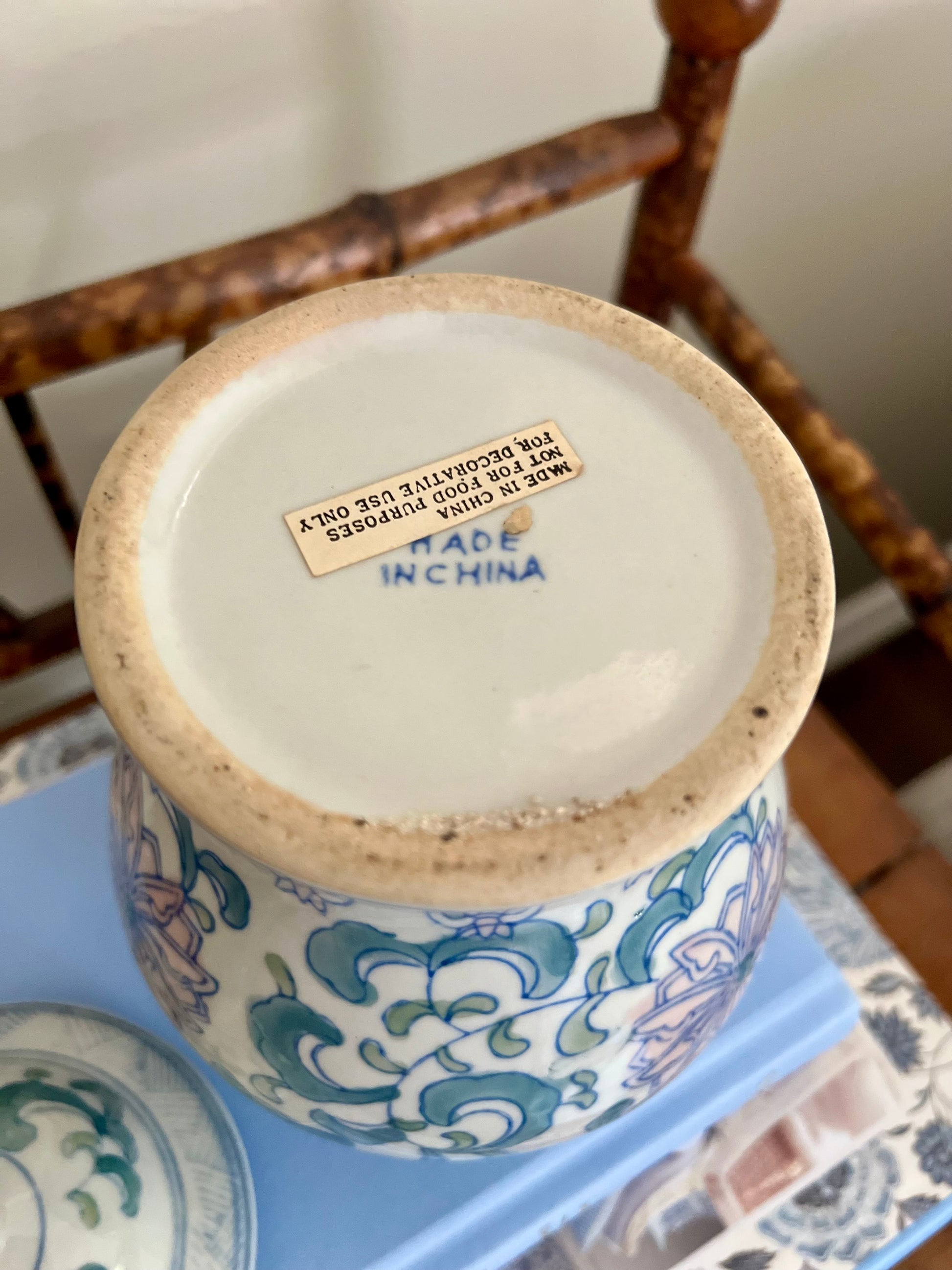 Pink and Blue Chinoiserie Ginger Jar
