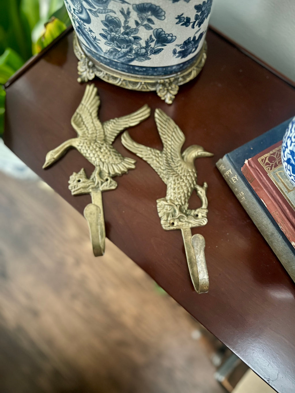 Pair of Brass Geese Wall Hooks