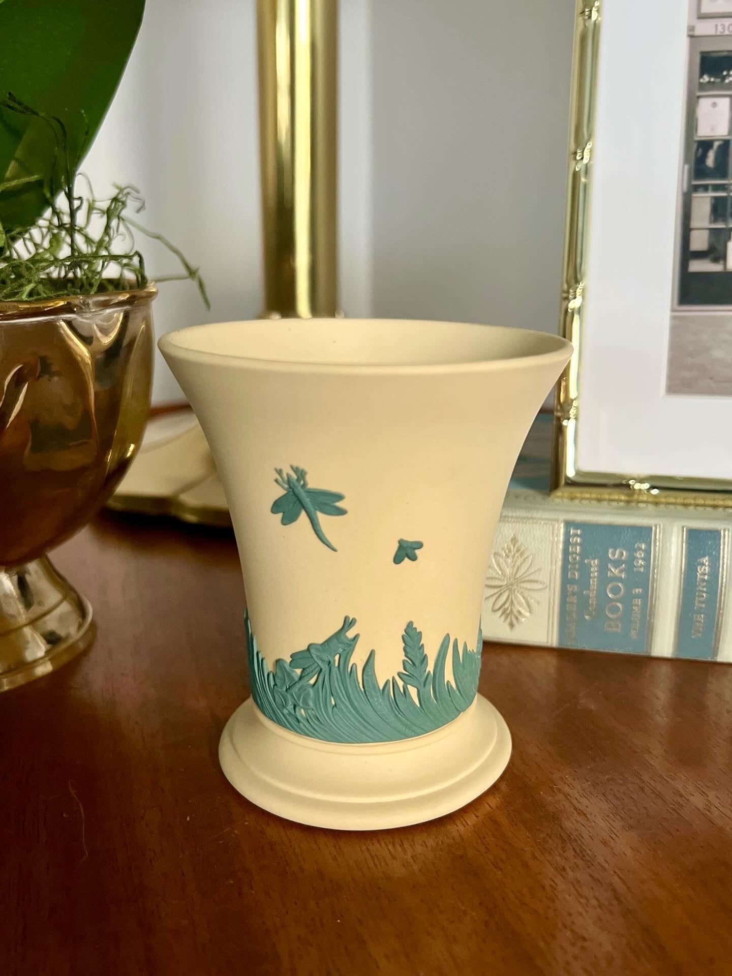 Wedgwood Teal on Yellow Primeose Vase