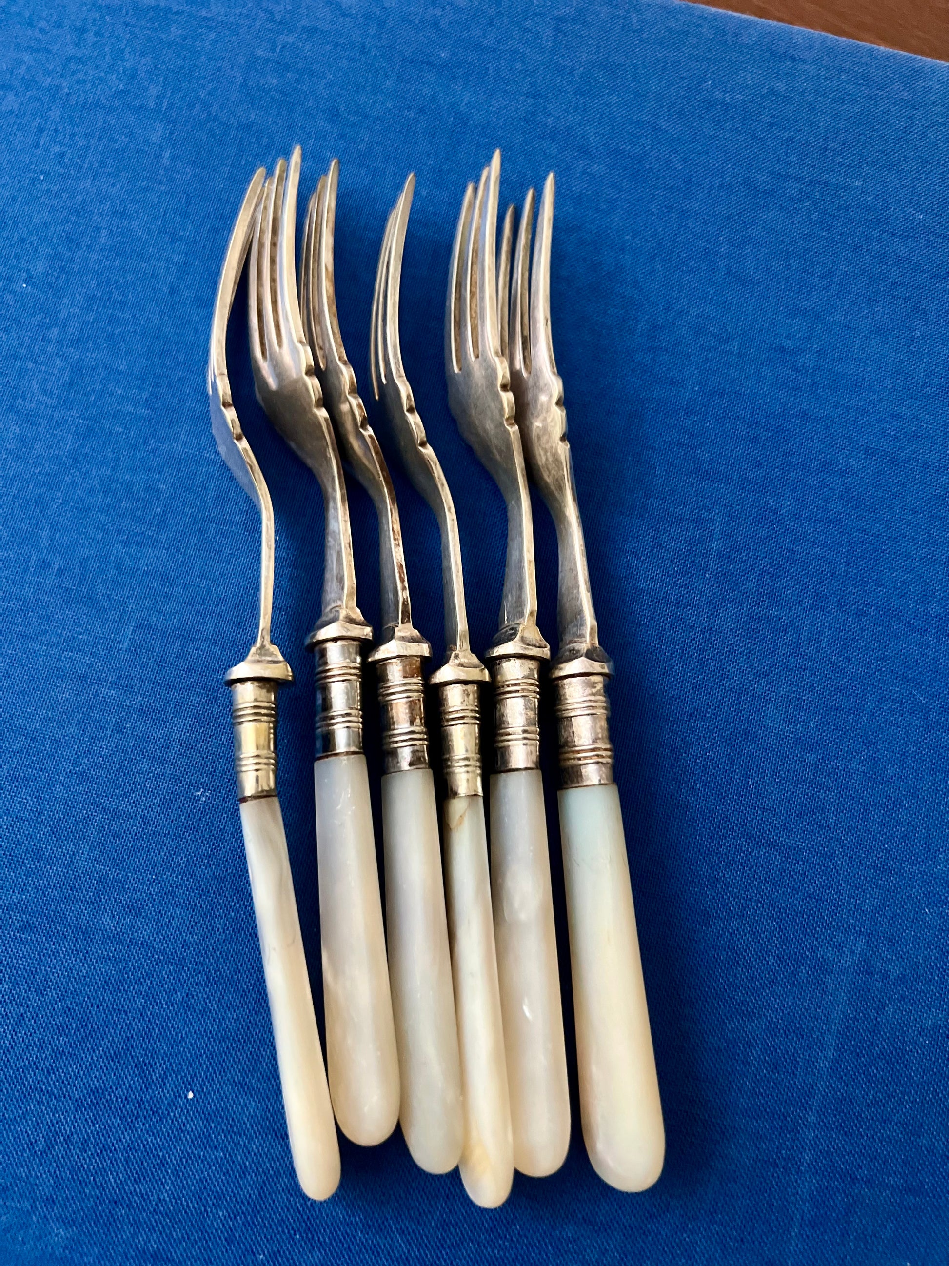 Set of Six Antique Mother of Pearl Forks
