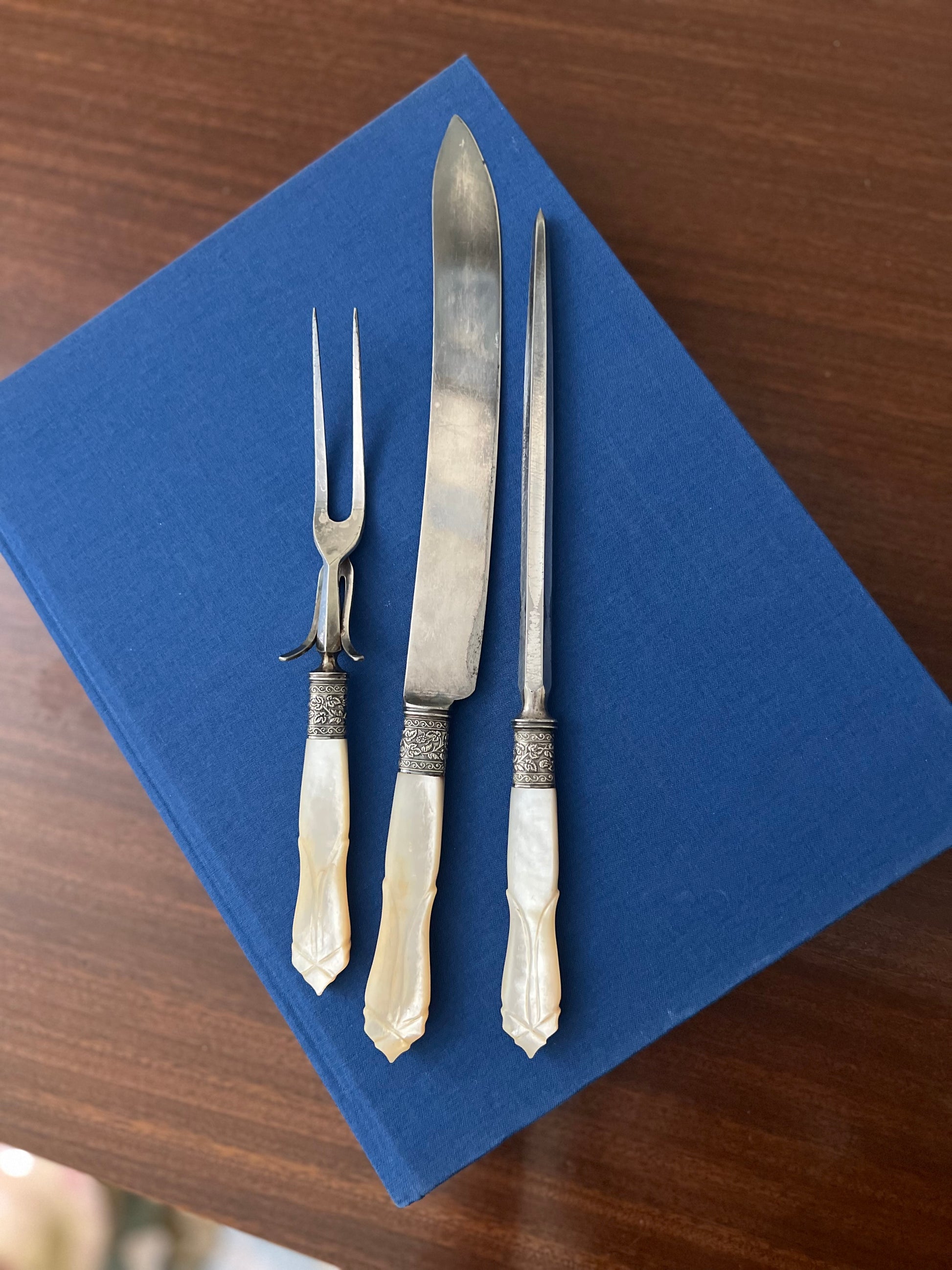 Antique Mother of Pearl Carving Set