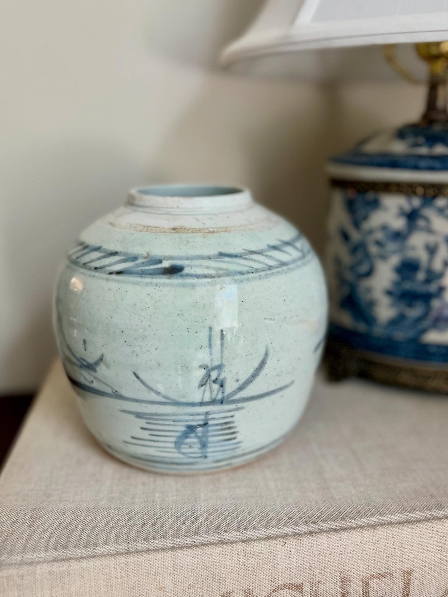 Antique Soft Blue Ginger Jar