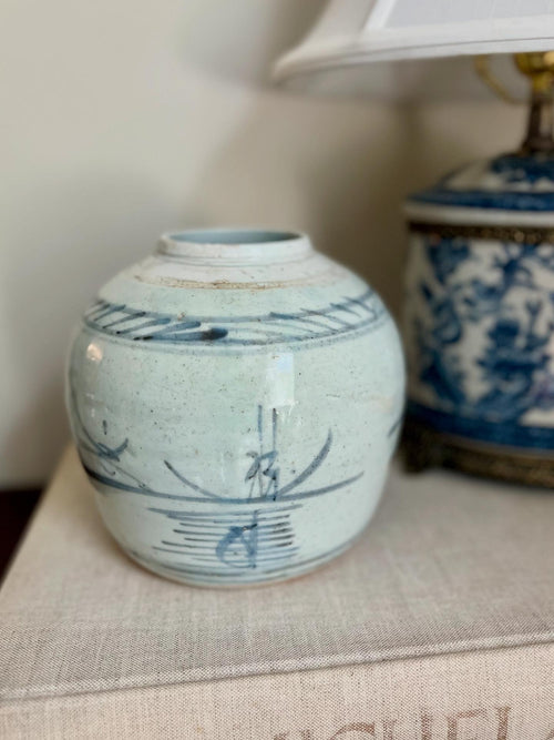 Antique Soft Blue Ginger Jar