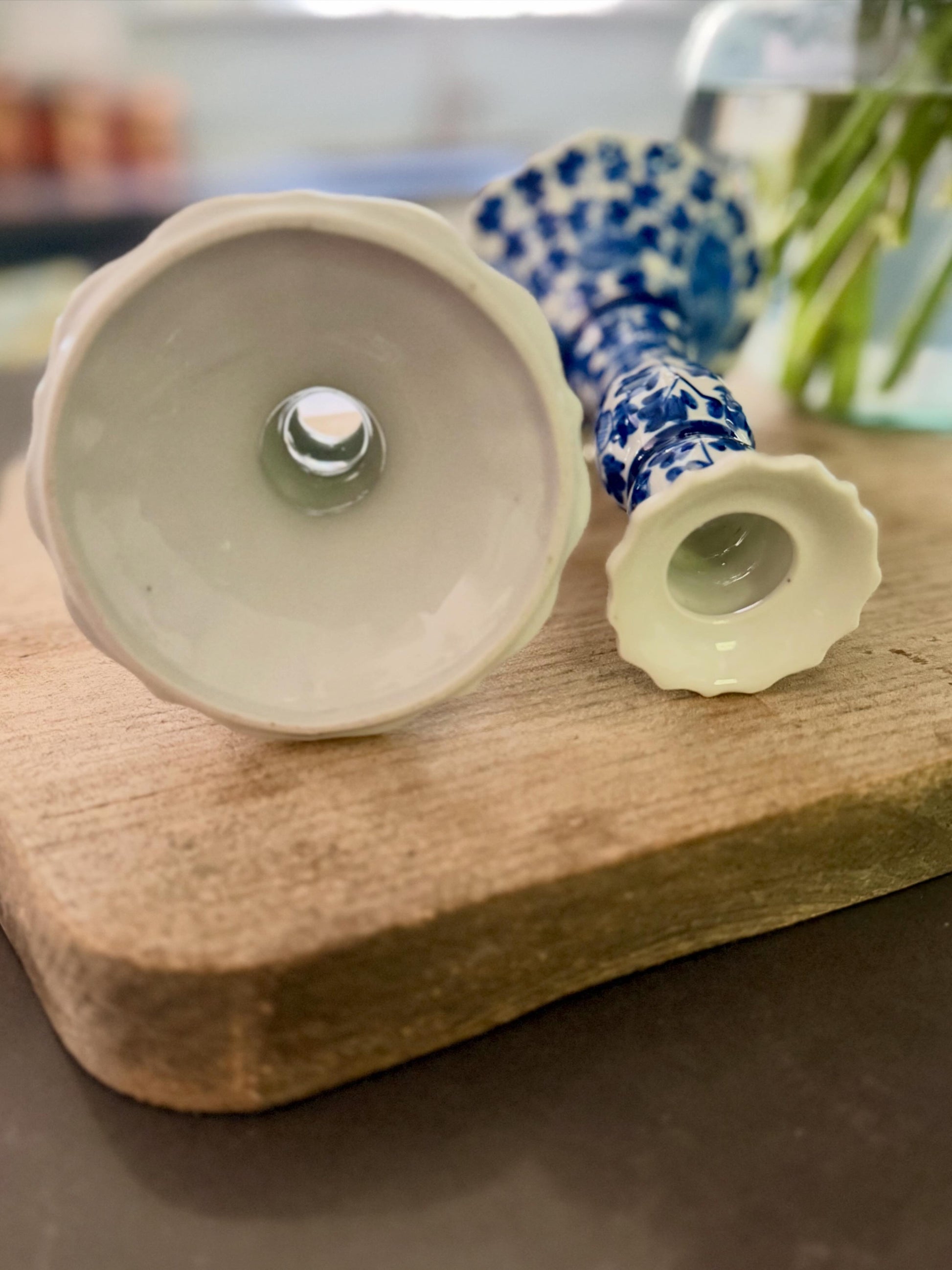 Blue and White Porcelain Candlesticks