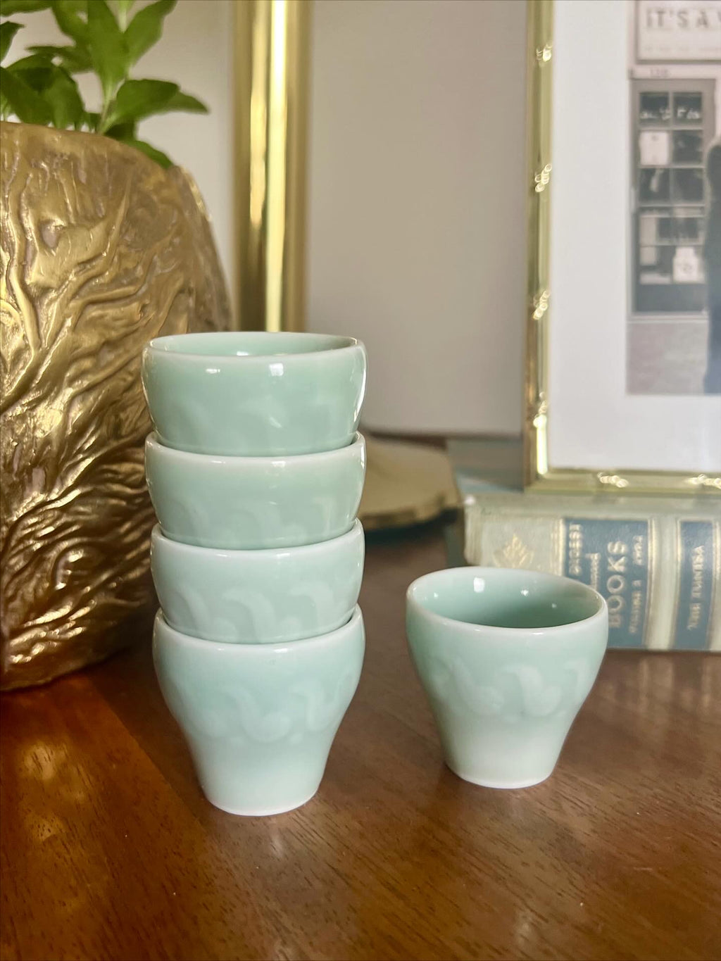 Individual Celadon Saki Cups
