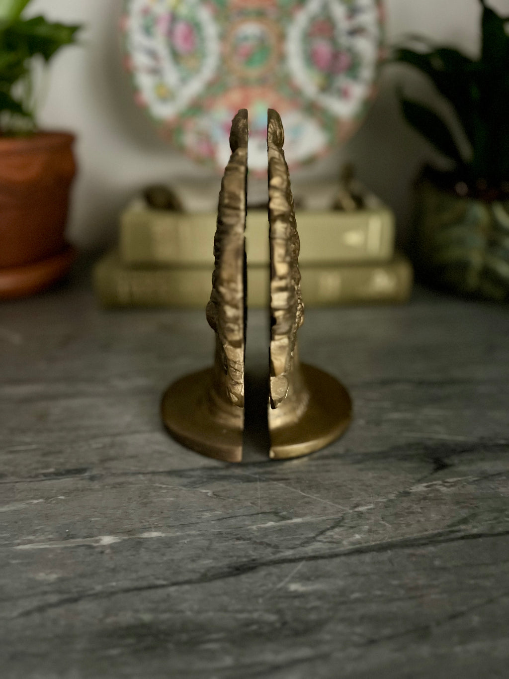Heavy Brass Floral Bookends