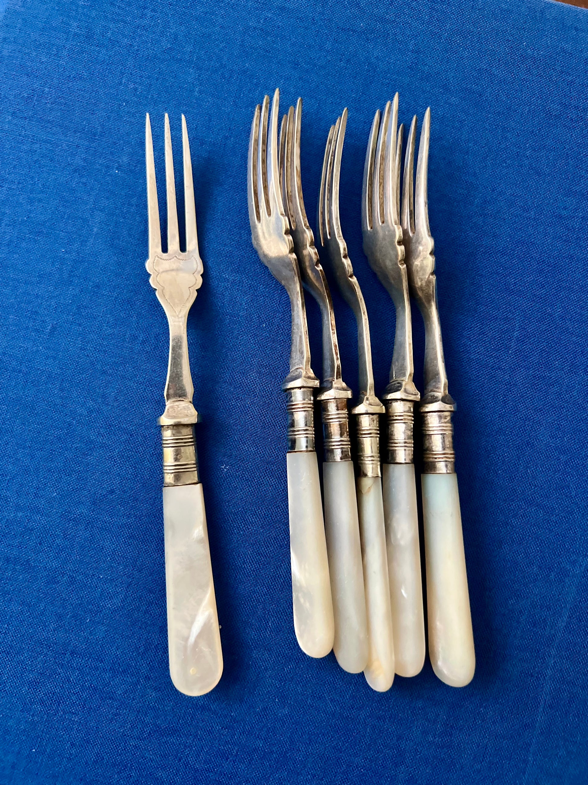 Set of Six Antique Mother of Pearl Forks