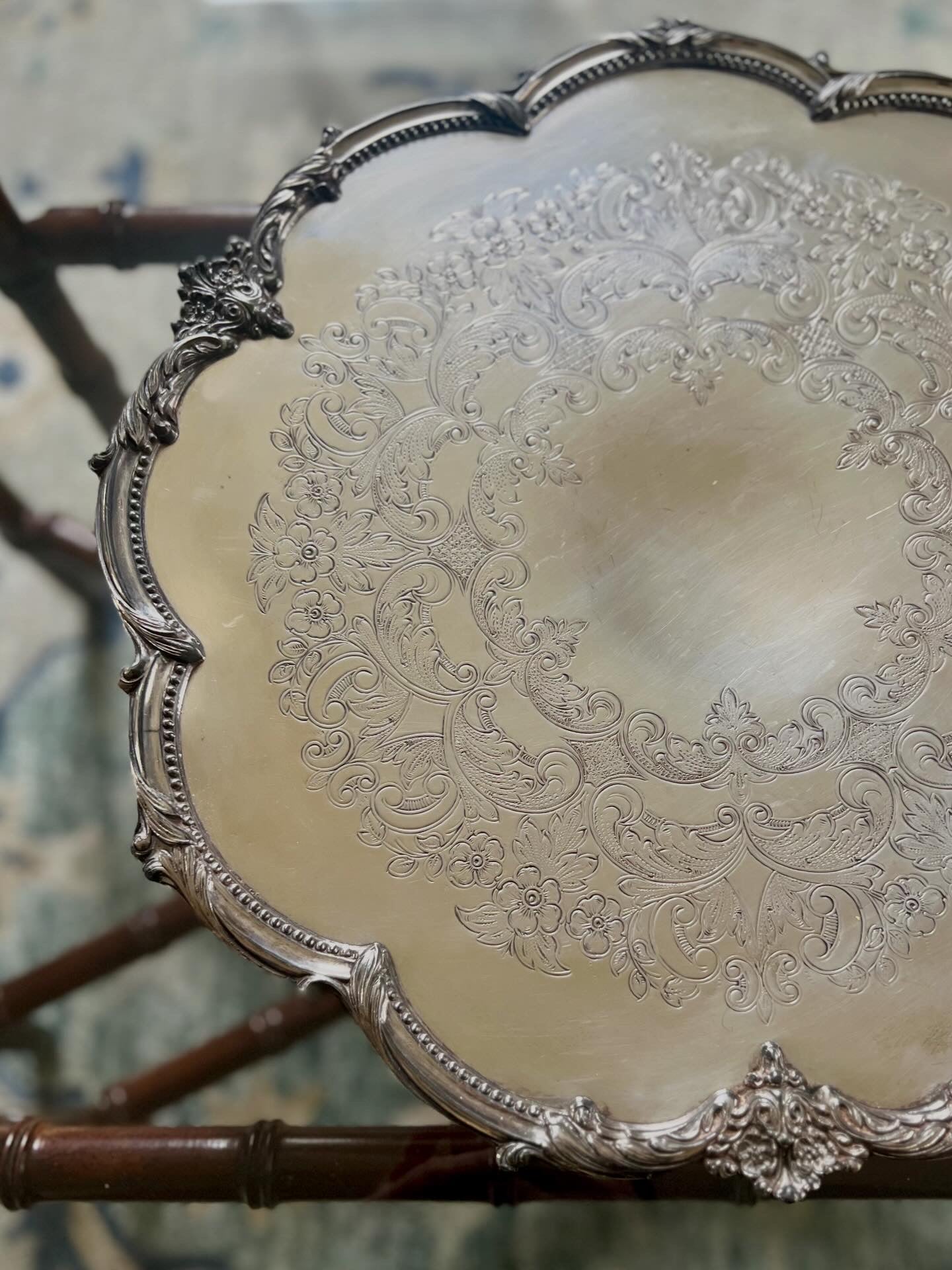 English Sheffield Scalloped Tray