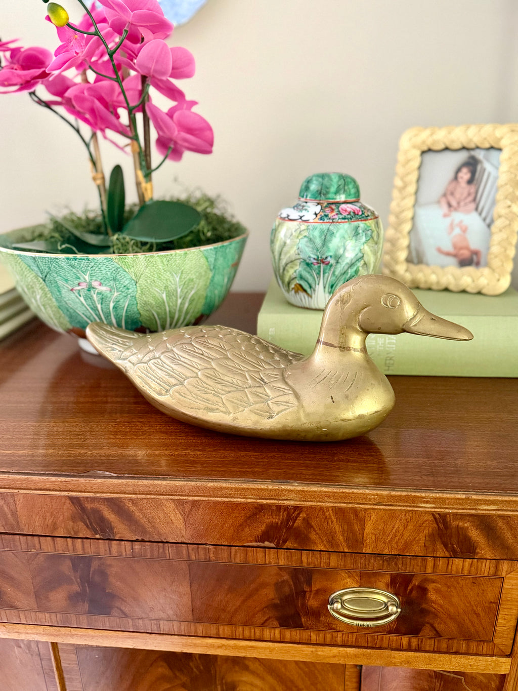 Large Solid Brass Duck