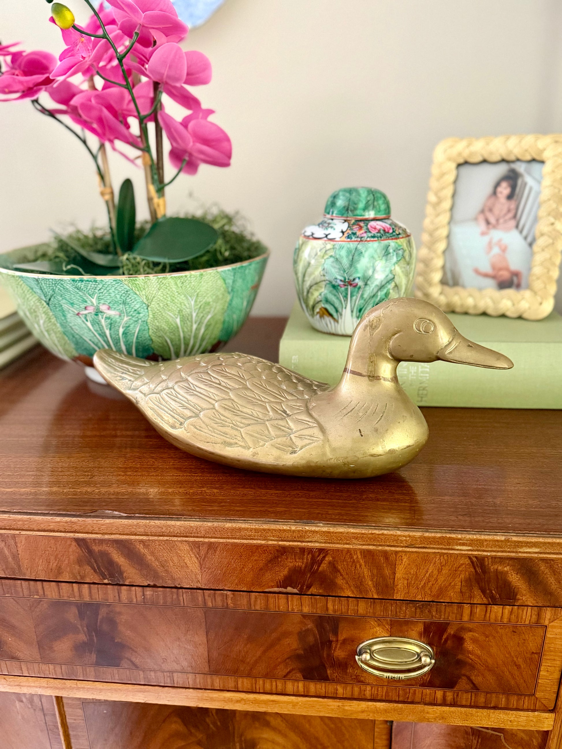 Large Solid Brass Duck