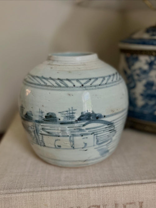 Antique Soft Blue Ginger Jar
