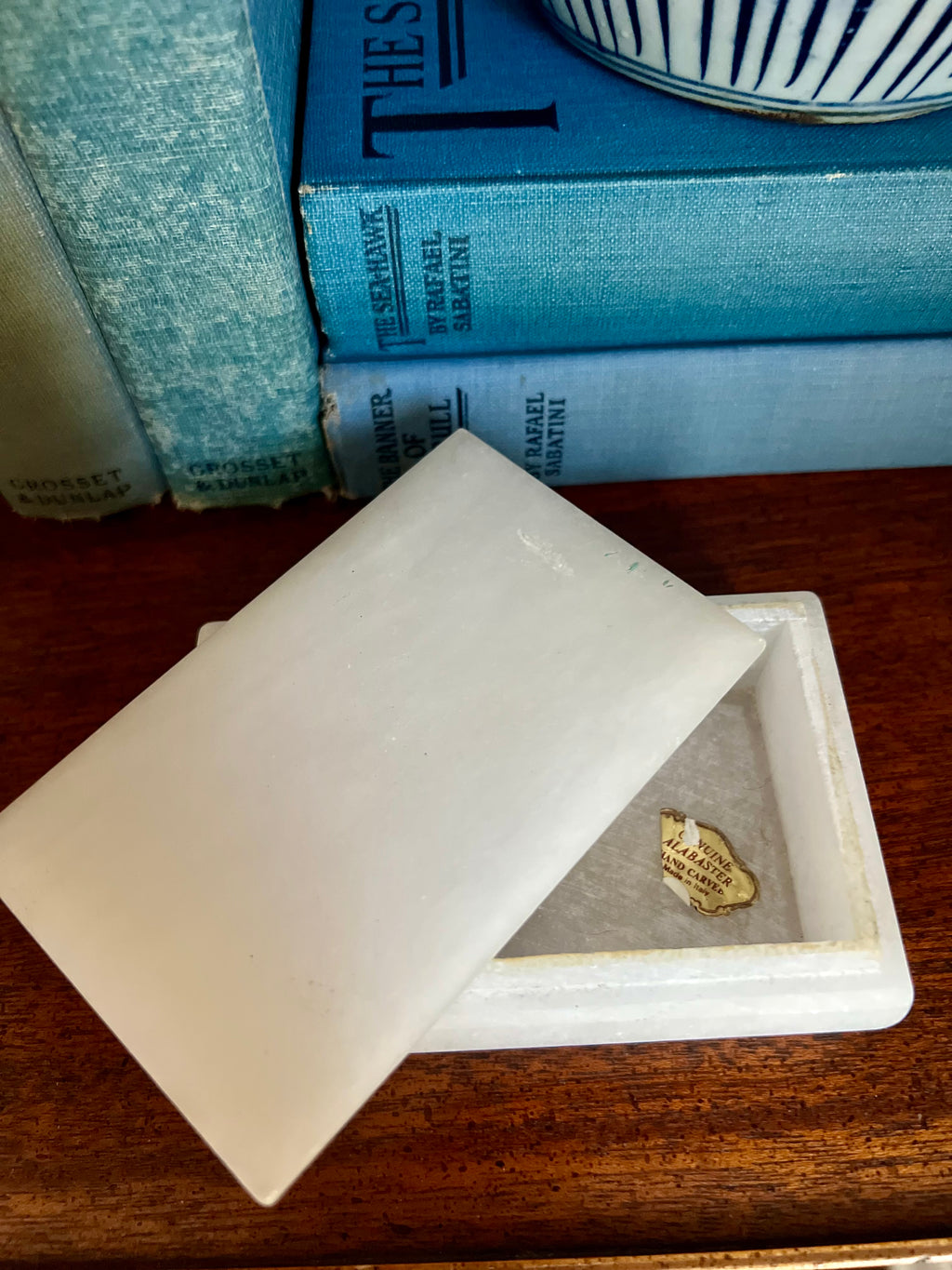 Hand Carved Italian Alabaster Lidded Box