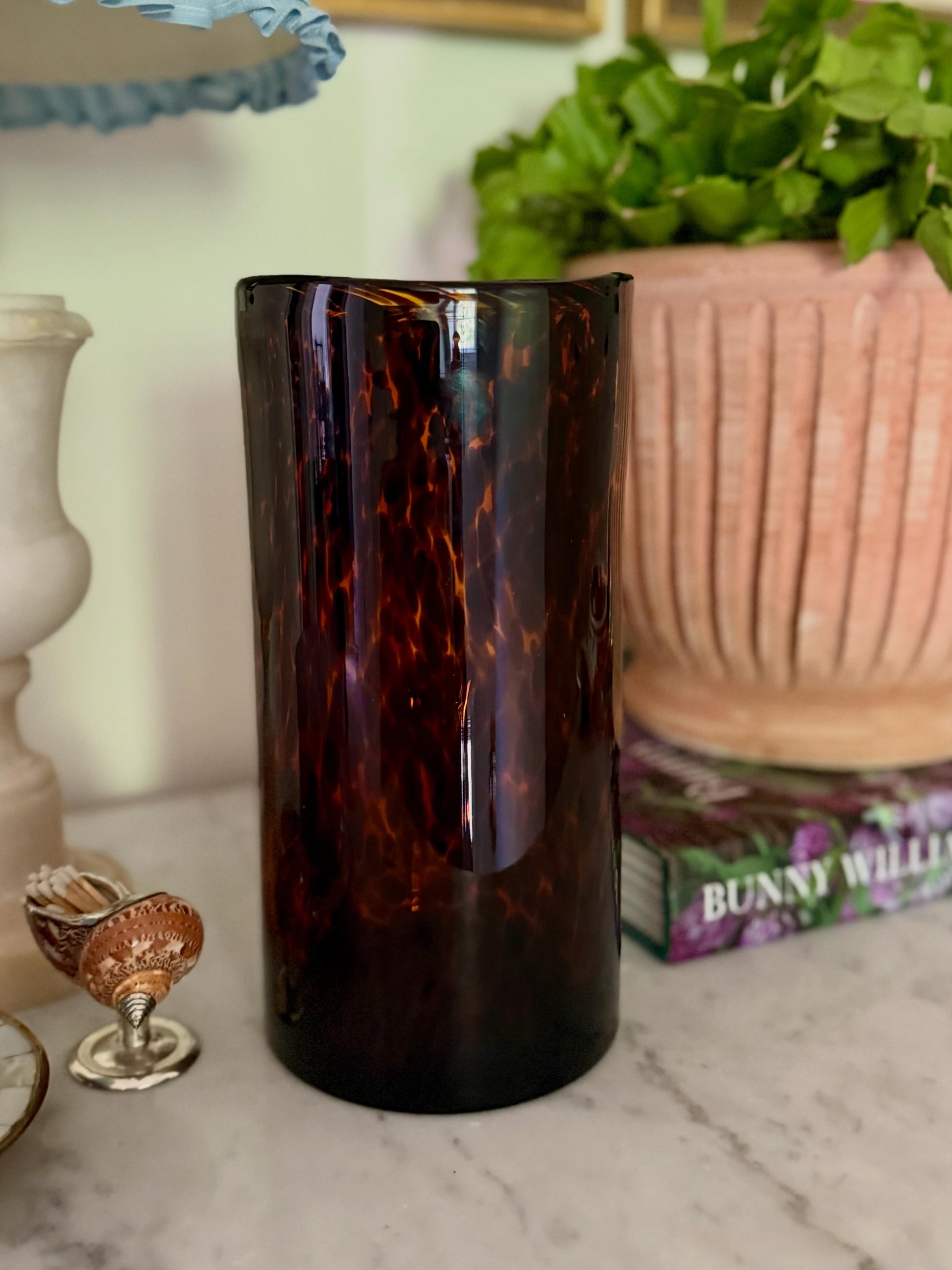 Blown Tortoise Glass Hurricane