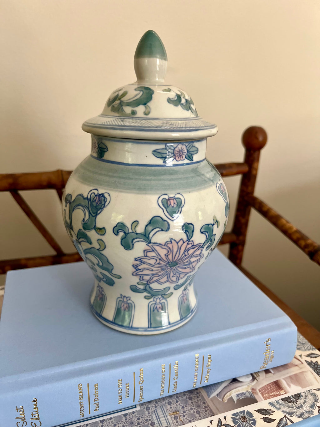 Pink and Blue Chinoiserie Ginger Jar