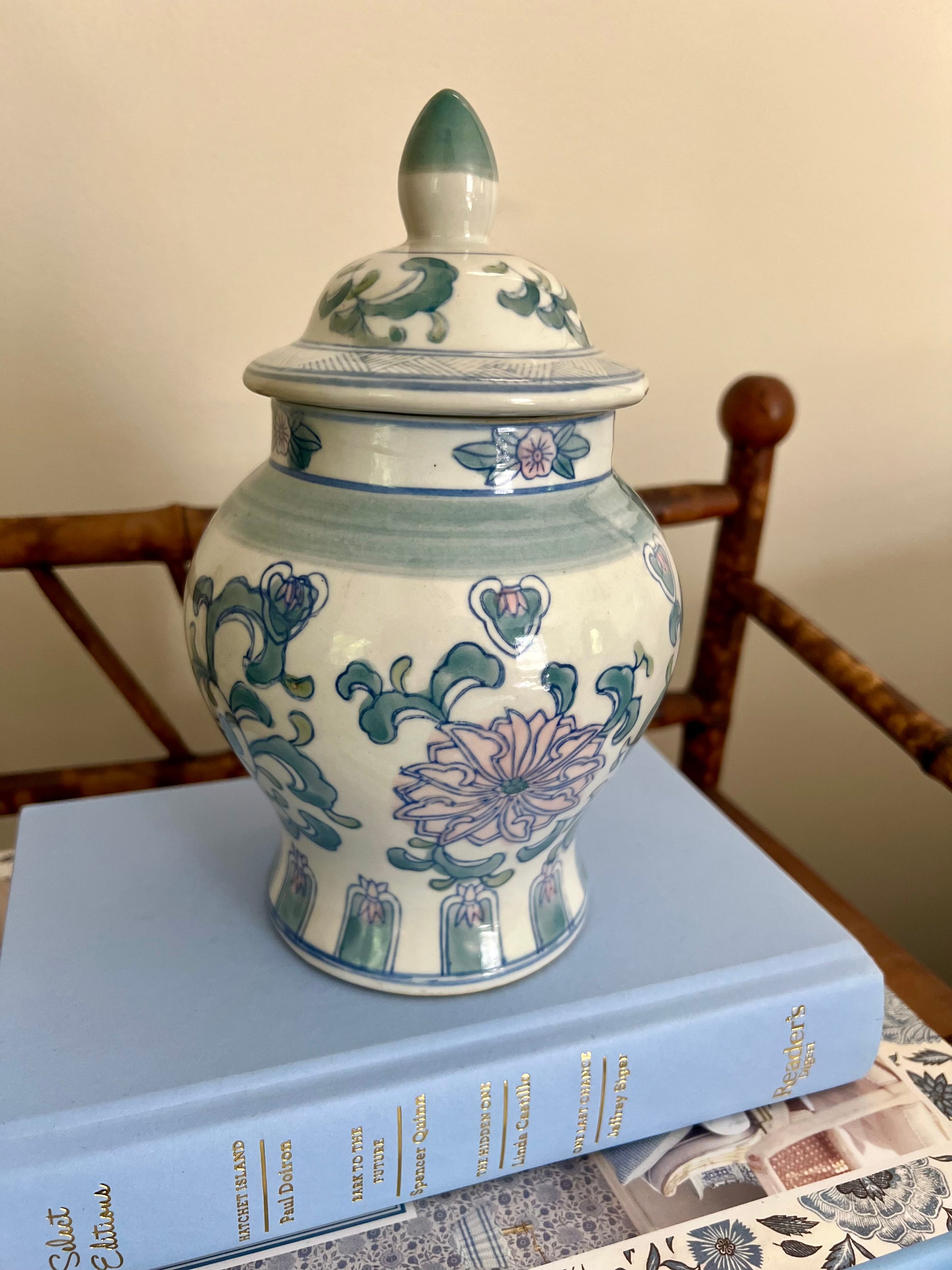 Pink and Blue Chinoiserie Ginger Jar