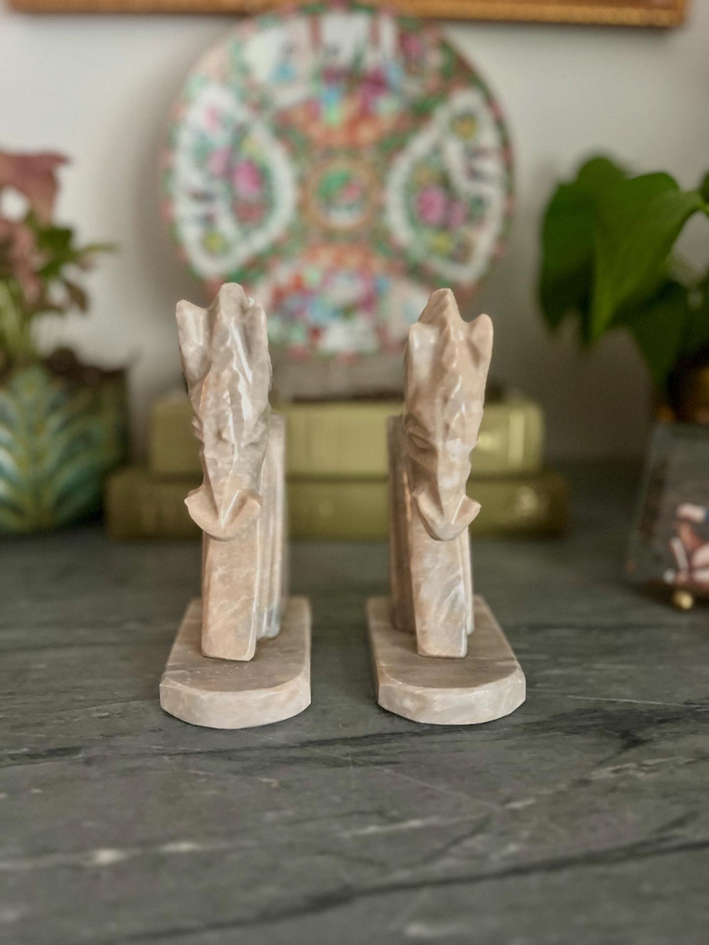 Marble Horse Bookends