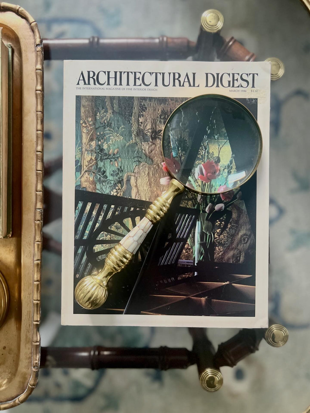 Brass and Mother of Pearl Magnifying Glass