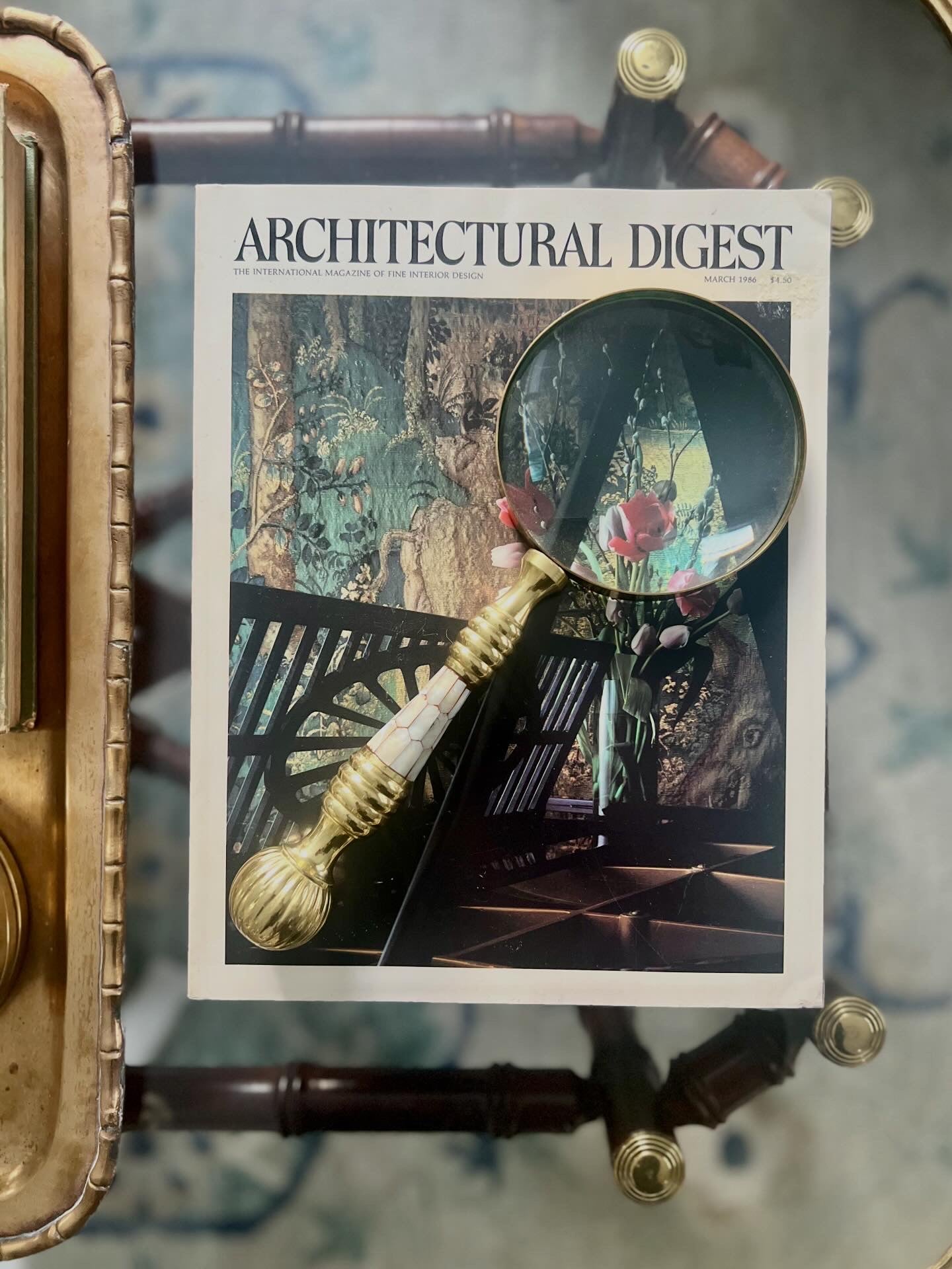 Brass and Mother of Pearl Magnifying Glass