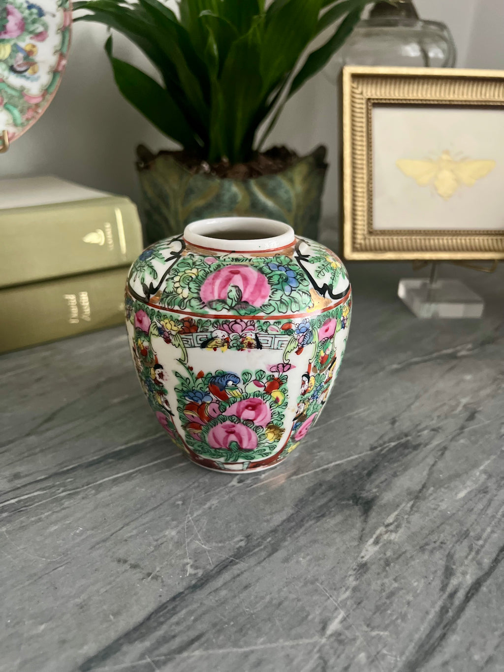 Lidless Vintage Rose Canton Ginger Jar