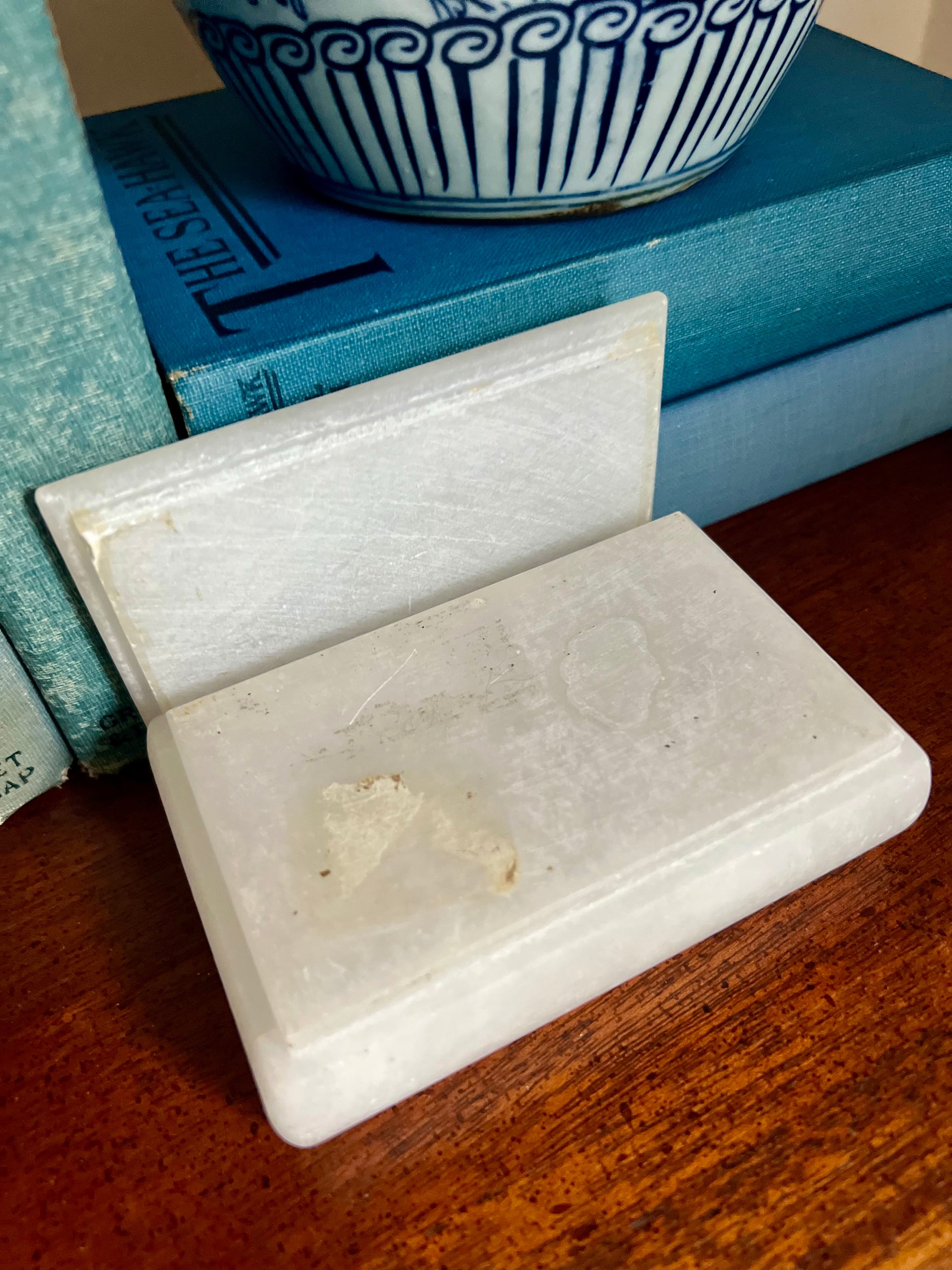 Hand Carved Italian Alabaster Lidded Box