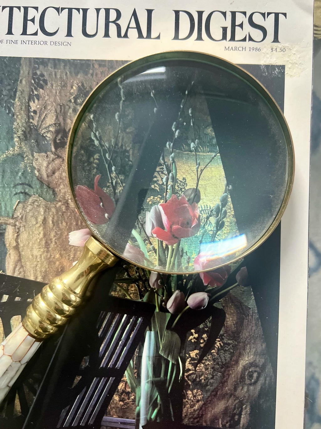 Brass and Mother of Pearl Magnifying Glass