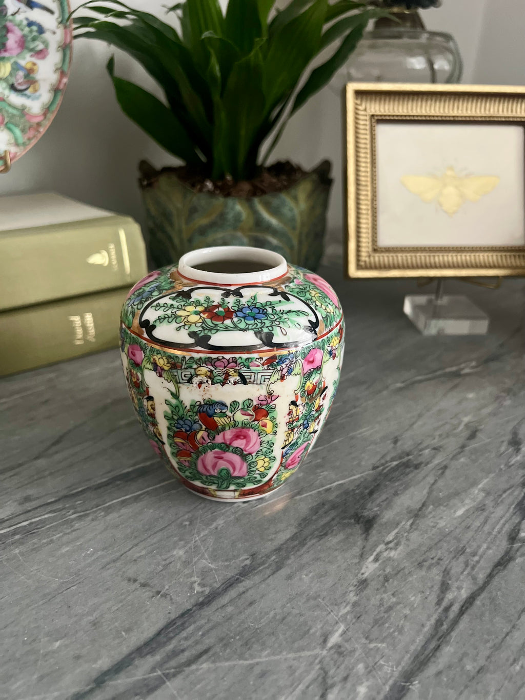 Lidless Vintage Rose Canton Ginger Jar