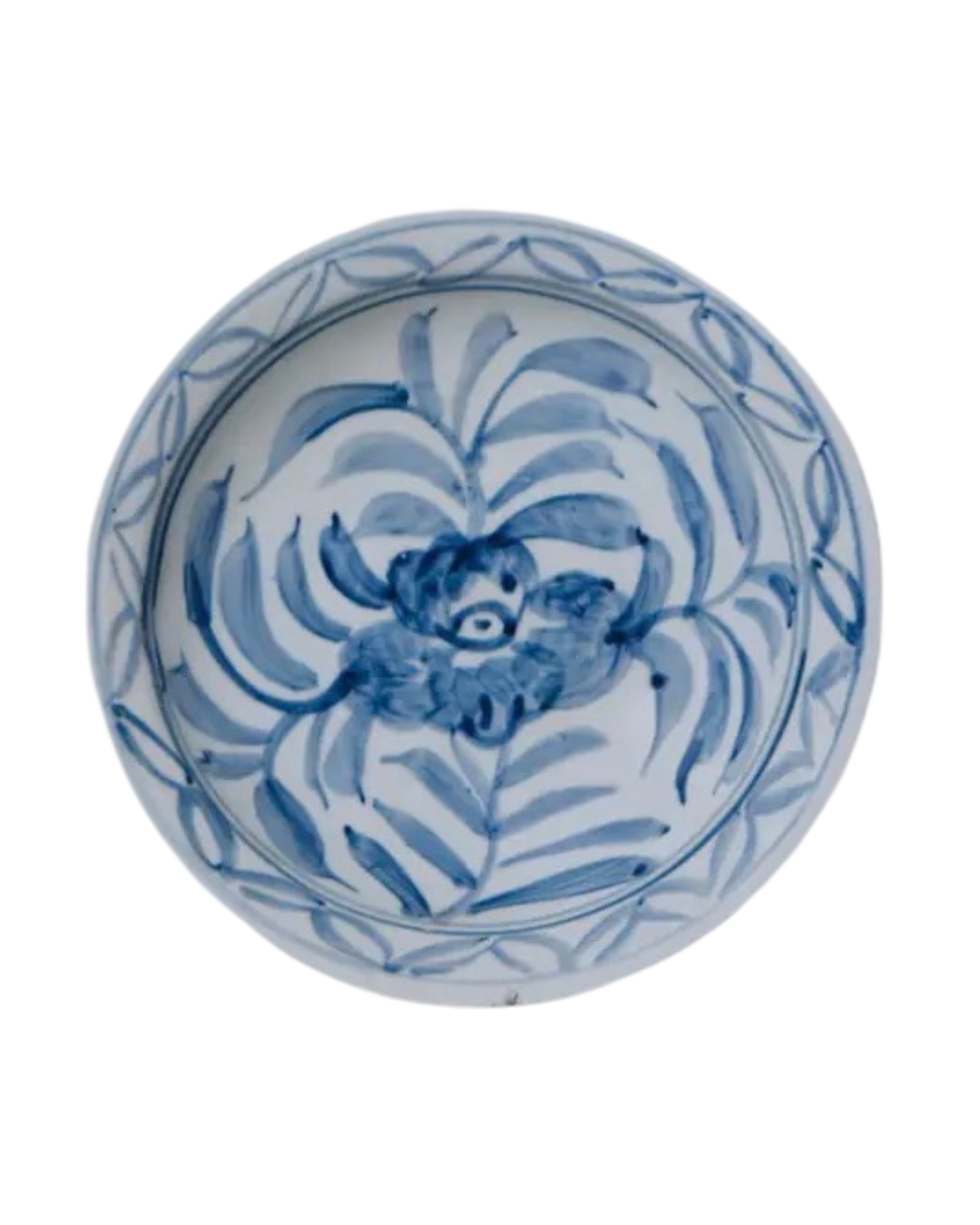 Blue and White Porcelain Floral Dish