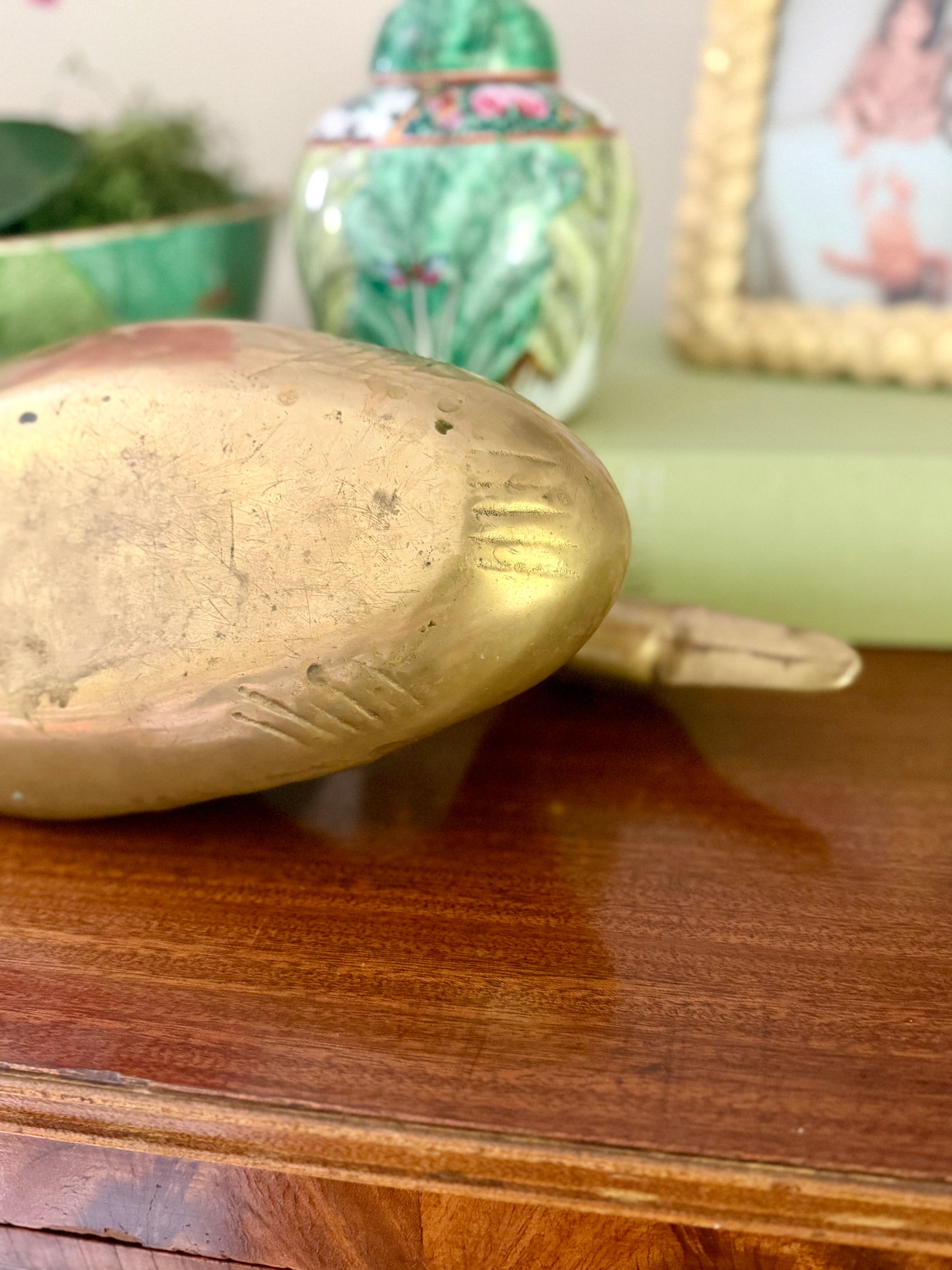 Large Solid Brass Duck