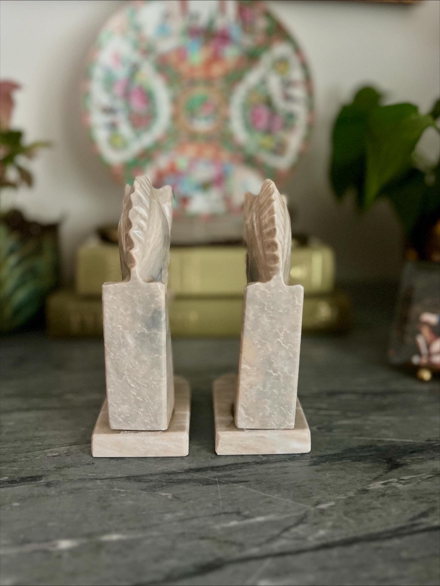 Marble Horse Bookends