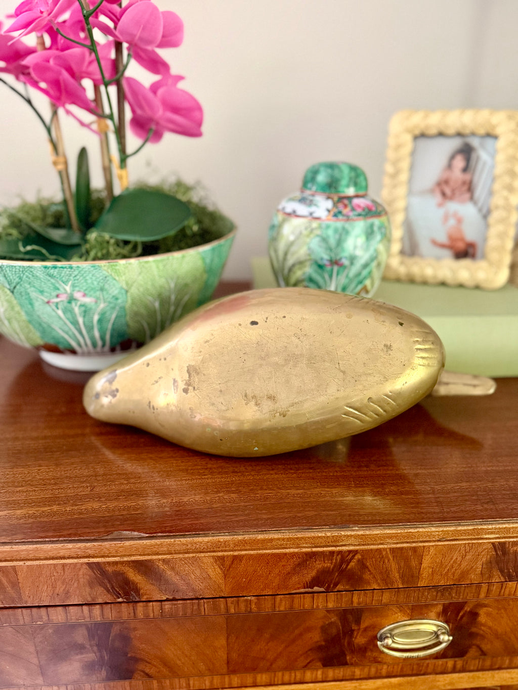 Large Solid Brass Duck