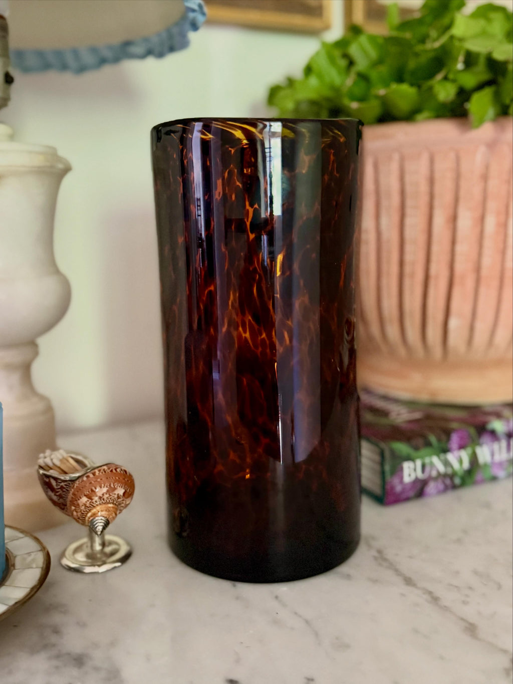 Blown Tortoise Glass Hurricane
