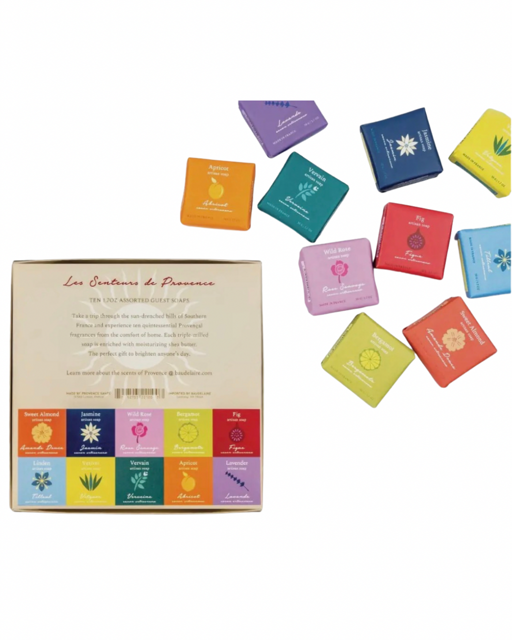 French Guest Soaps, Assorted Box of Ten