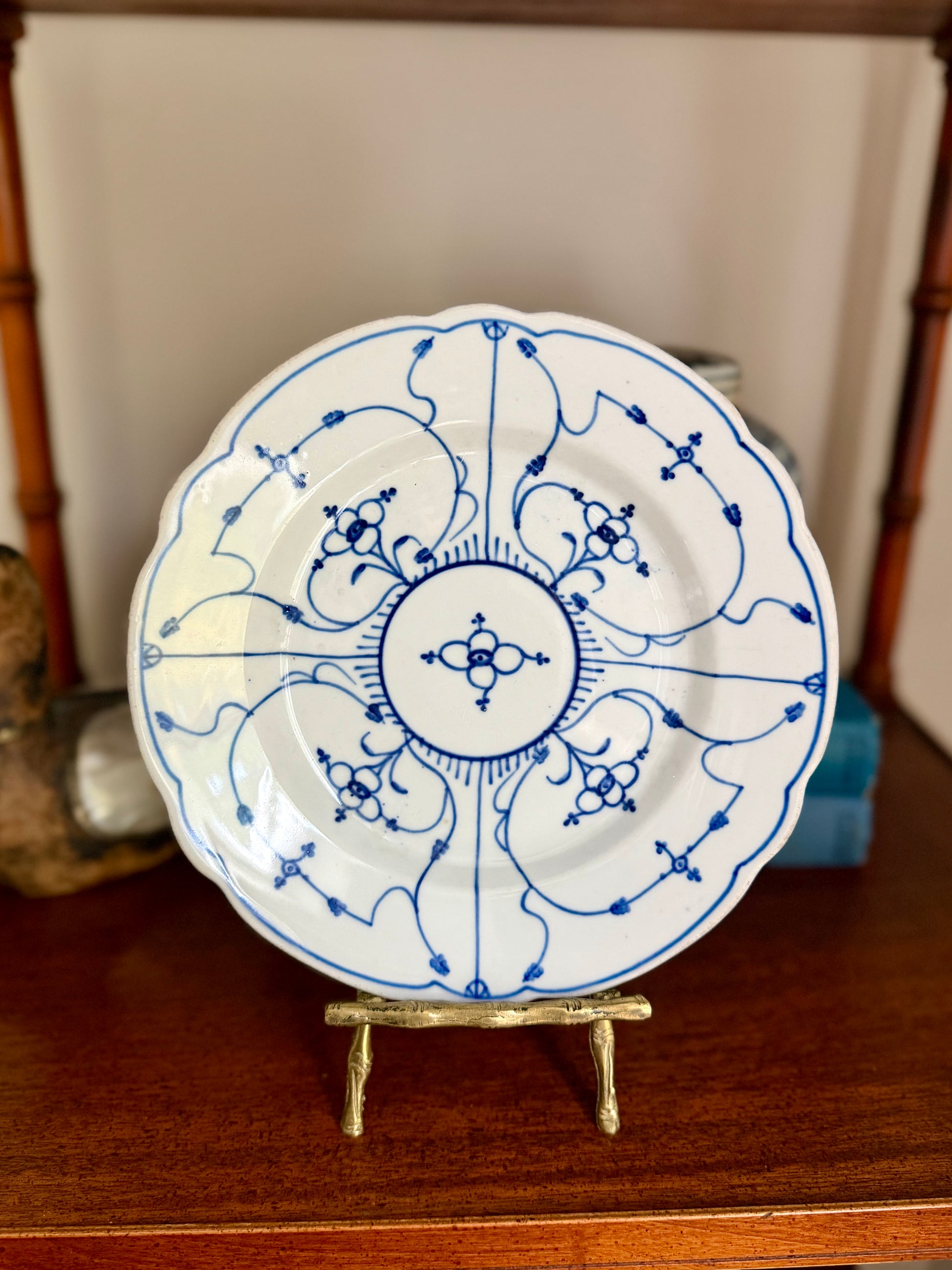 Blue and White Scalloped Plate