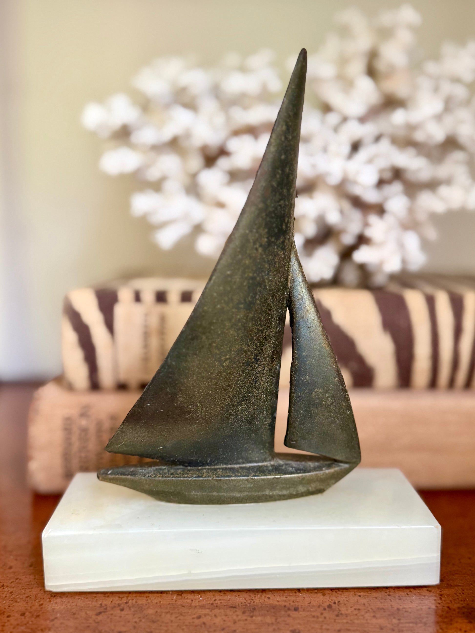 Brass Sailboat on Marble