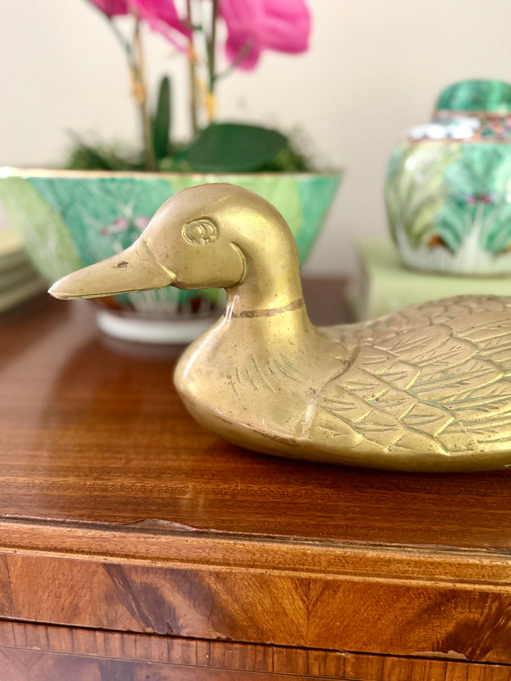 Large Solid Brass Duck