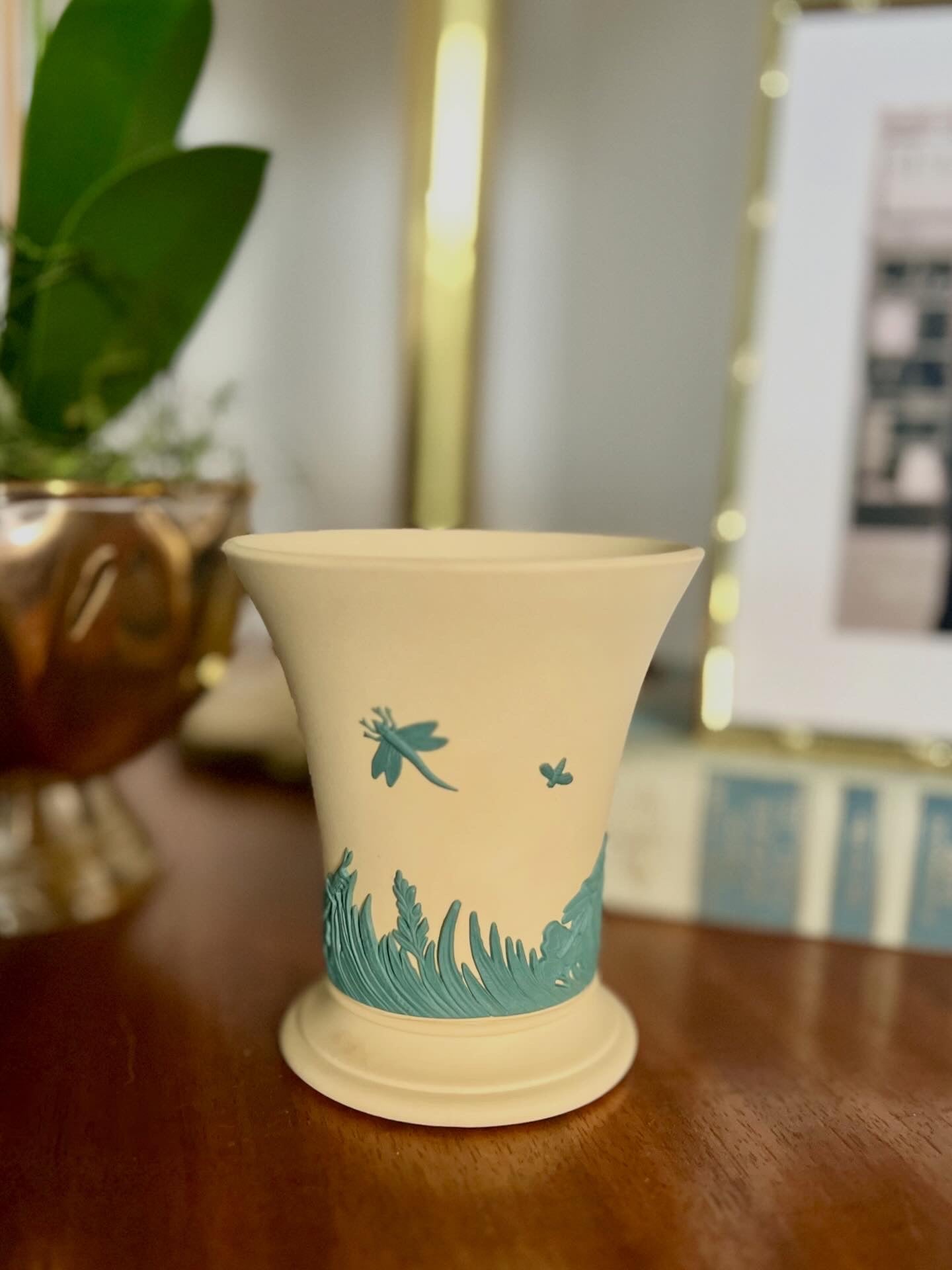 Wedgwood Teal on Yellow Primeose Vase