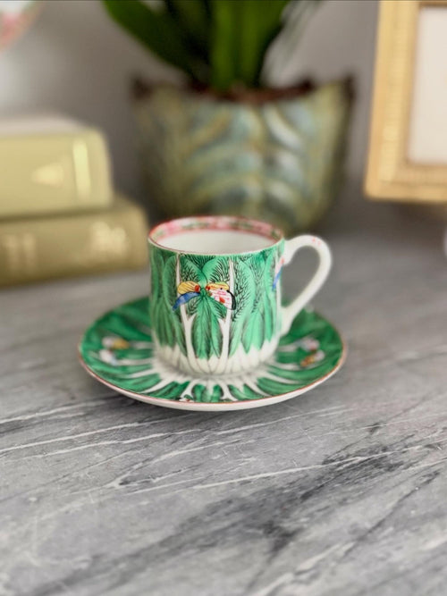 Antique Bok Choy Espresso Cup and Saucer