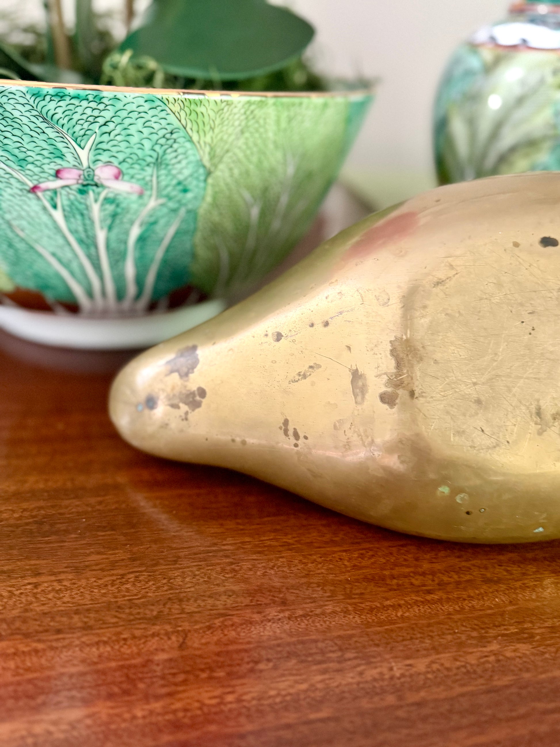 Large Solid Brass Duck