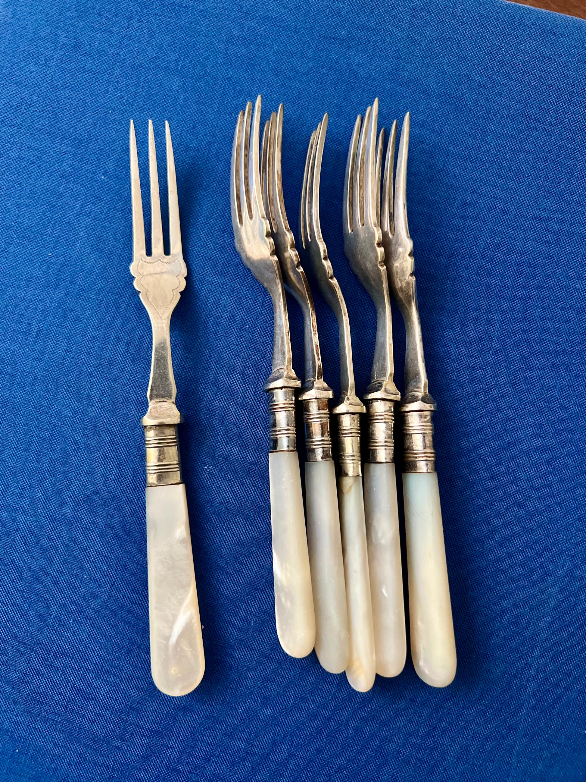 Set of Six Antique Mother of Pearl Forks