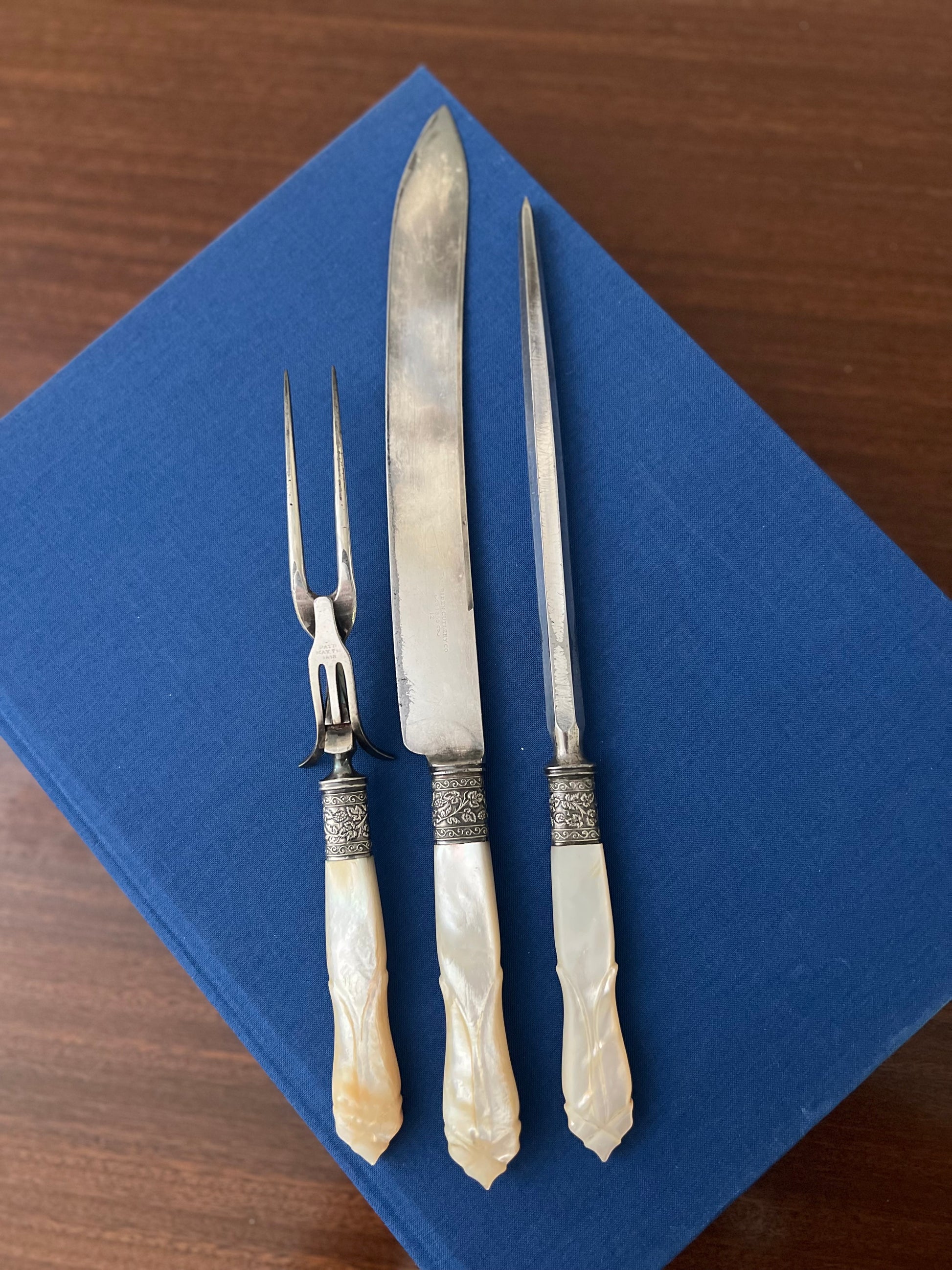 Antique Mother of Pearl Carving Set