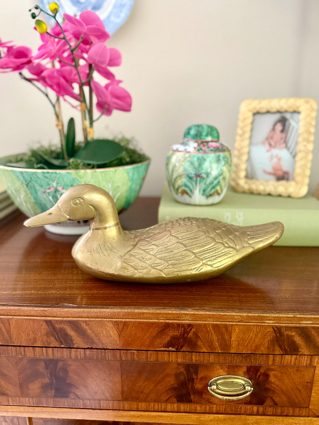 Large Solid Brass Duck