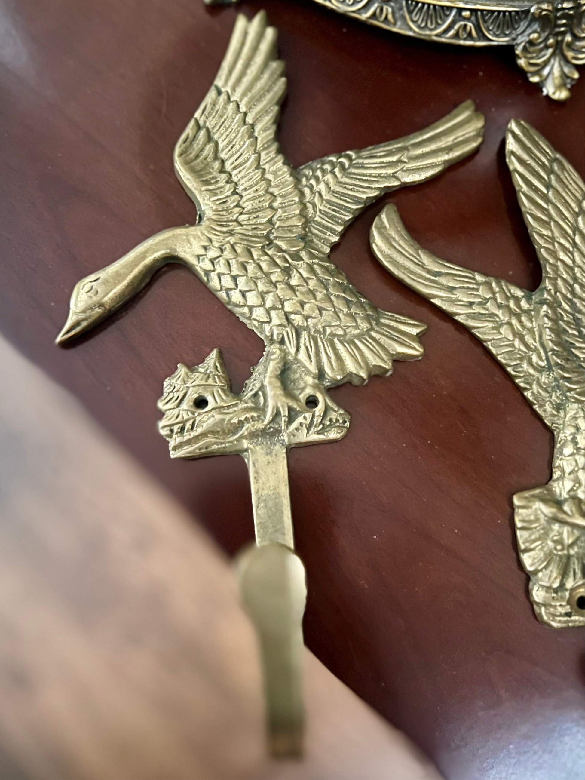 Pair of Brass Geese Wall Hooks