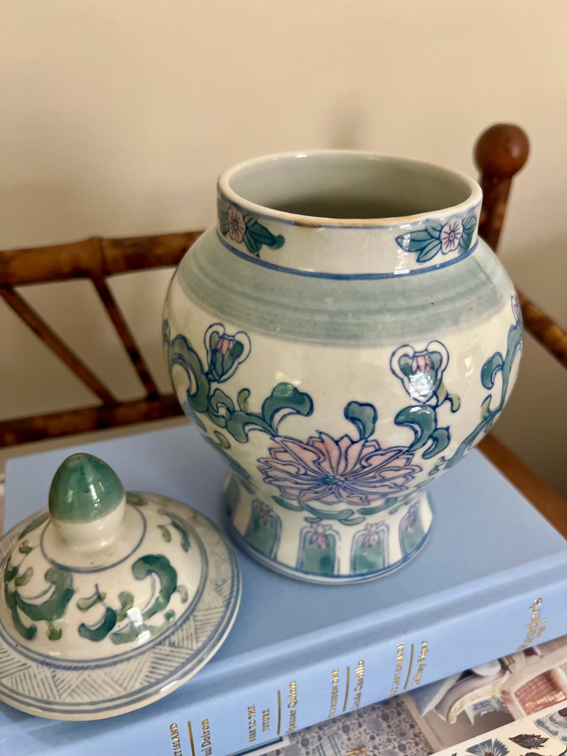 Pink and Blue Chinoiserie Ginger Jar