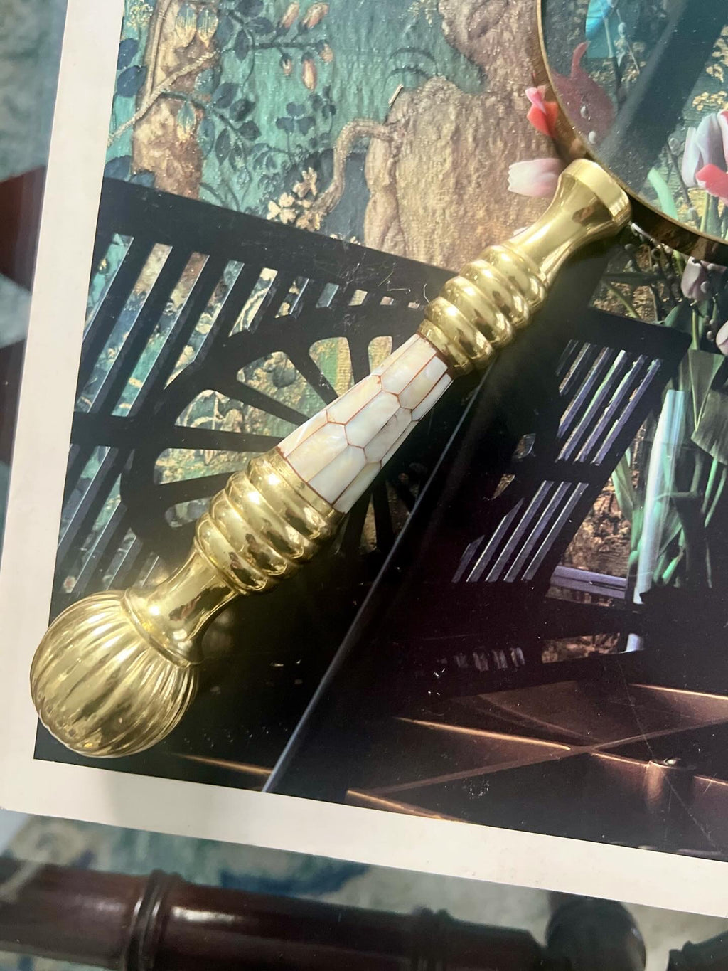 Brass and Mother of Pearl Magnifying Glass