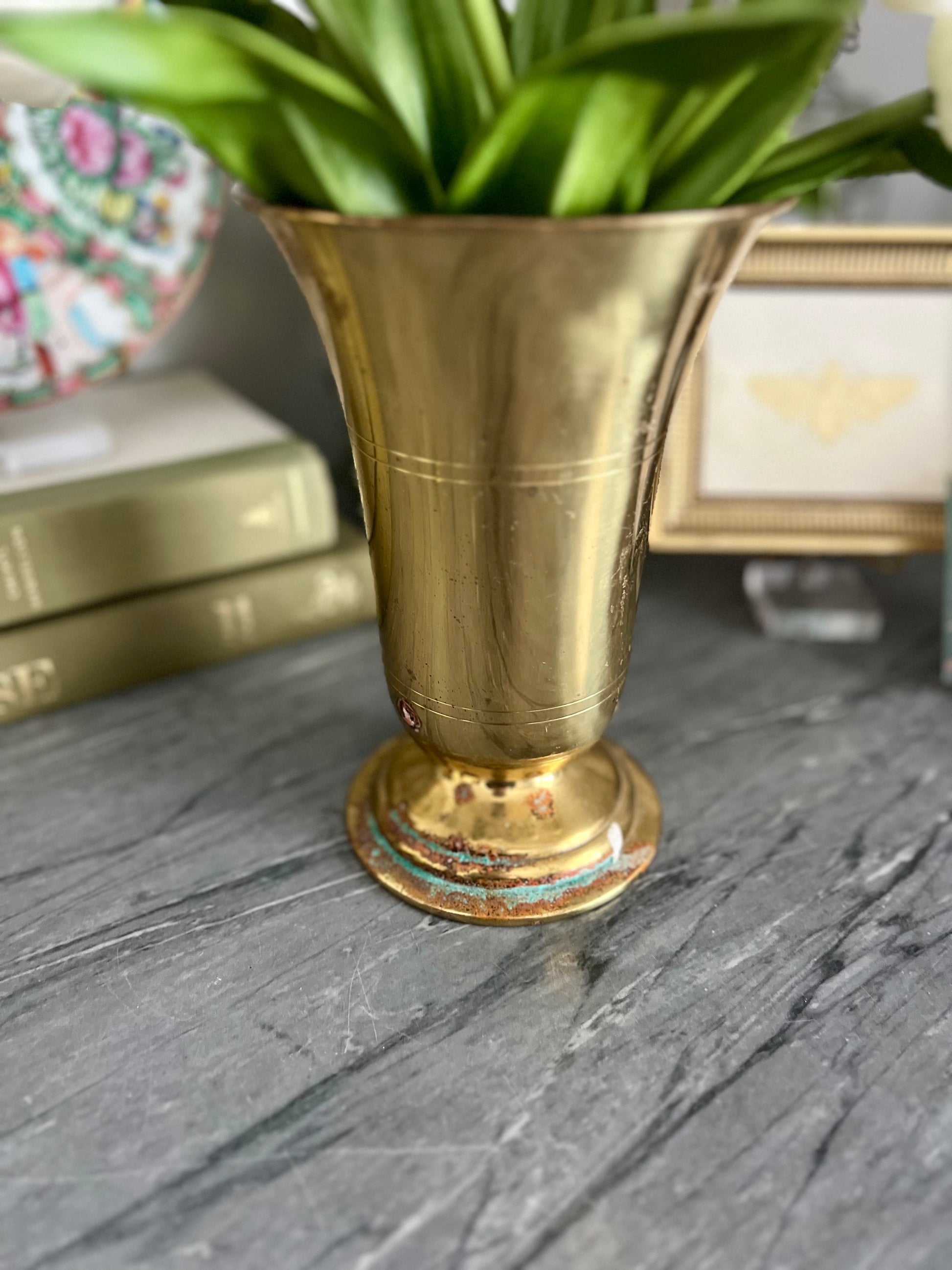 Brass Vase with Patina