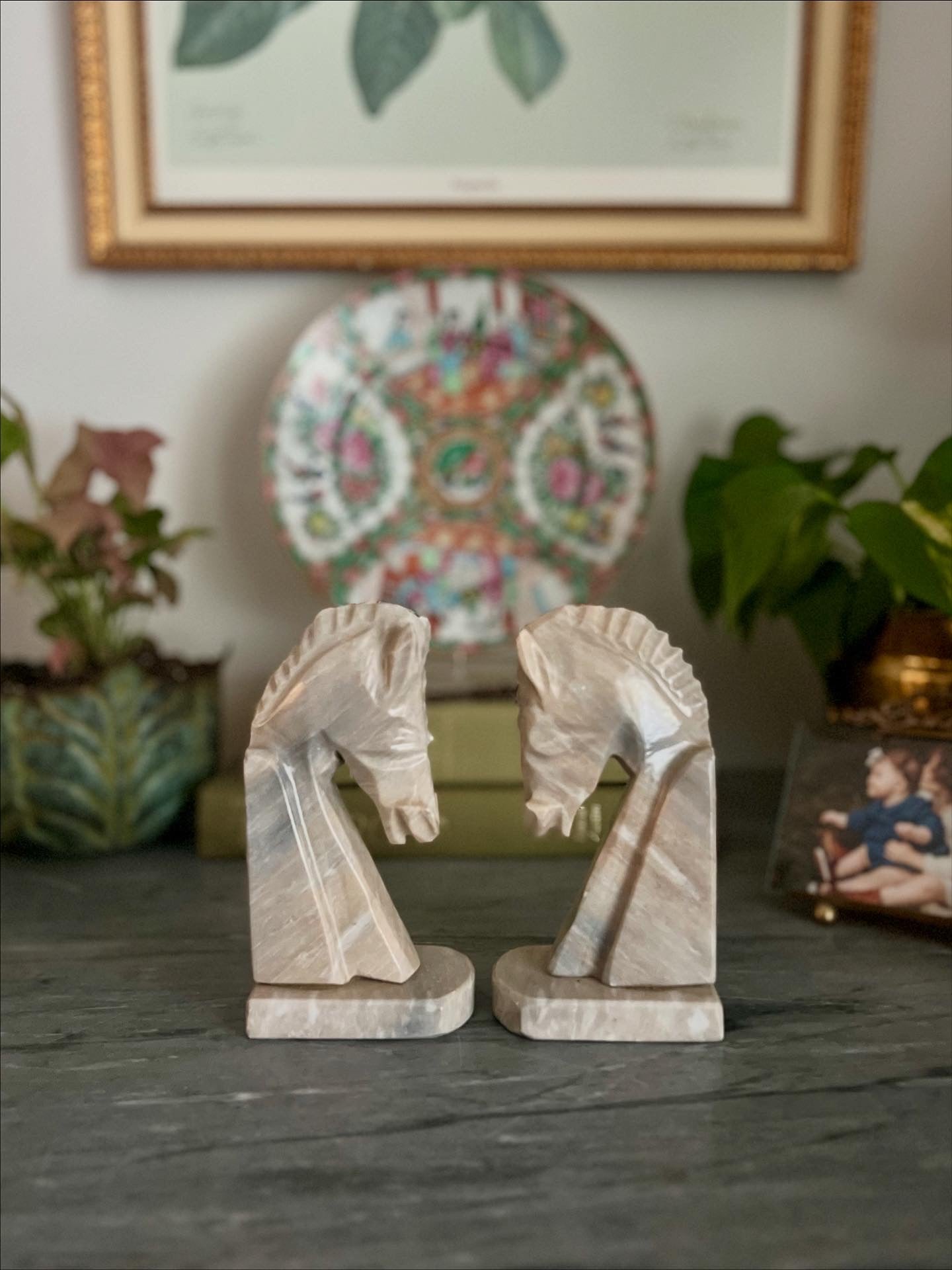 Marble Horse Bookends
