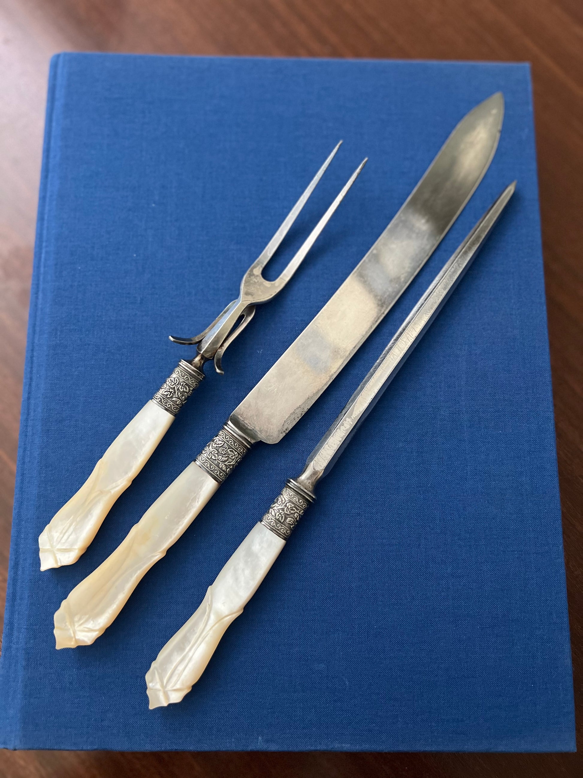 Antique Mother of Pearl Carving Set